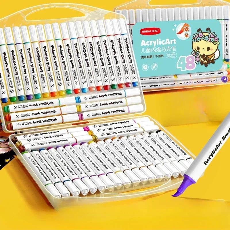 

12/24/36/48 Color Soft Headed Acrylic Marker Pen for Children's and Students' Hand Drawn DIY Graffiti Opaque Colored Pen