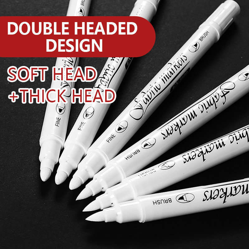 

White Fabric Markers Pens Set, Dual Tip Permanent Fabric Art Paint Pens for T-Shirts Sneakers Canvas Bags Kids Adult Painting