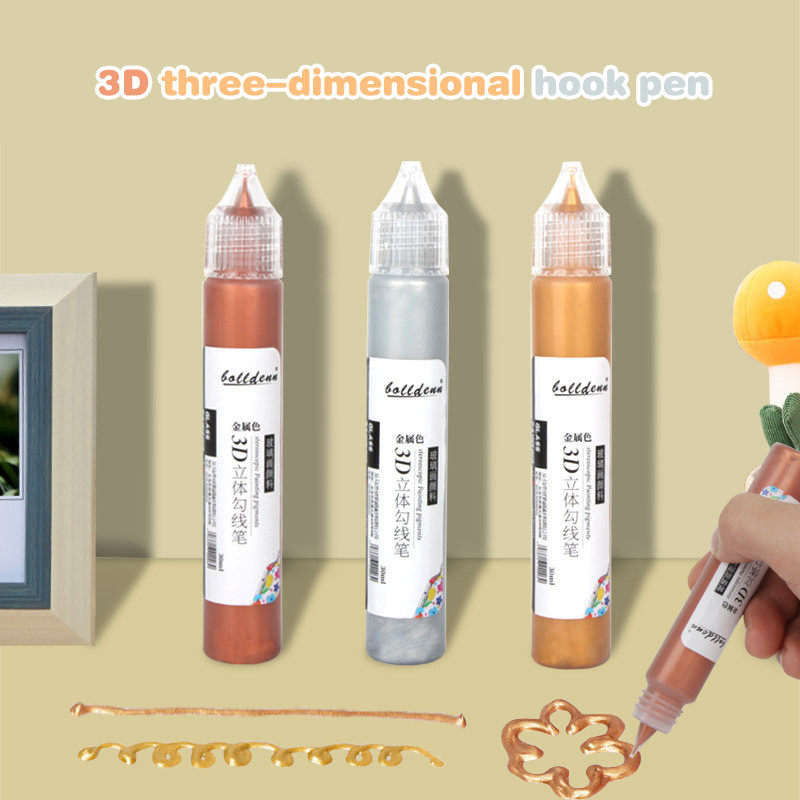 

10/30ml Multi Color 3D Hook Pen Waterproof Stain Glass Paint Sun-Resistant Glass Acrylic Painting Pen Art Supplies