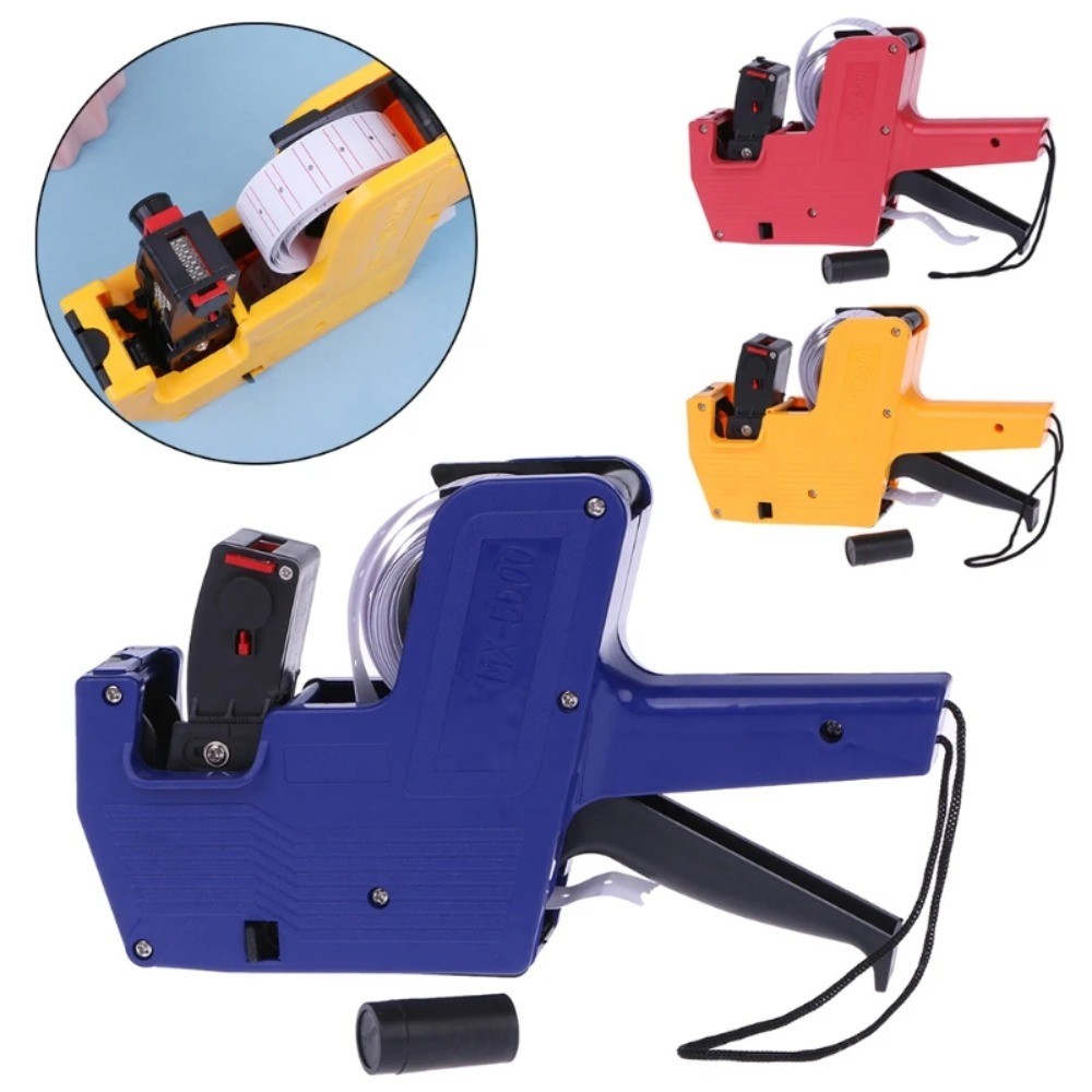 

8 Digits Price Tag Gun Labeler Stickers +1 Ink Roll Manual Pricing Machine Labeller Kit with Ink and Label Stickers - MX-5500