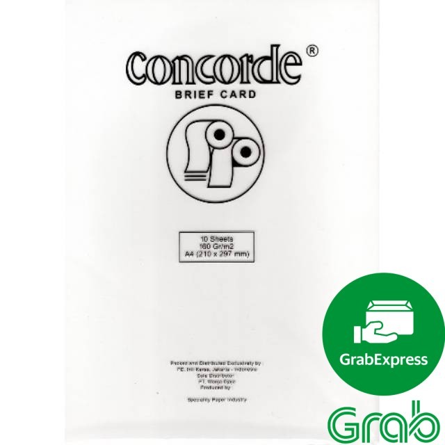

1 pak isi 10 lbr Kertas concorde (CVR brief card) 160 gram A4