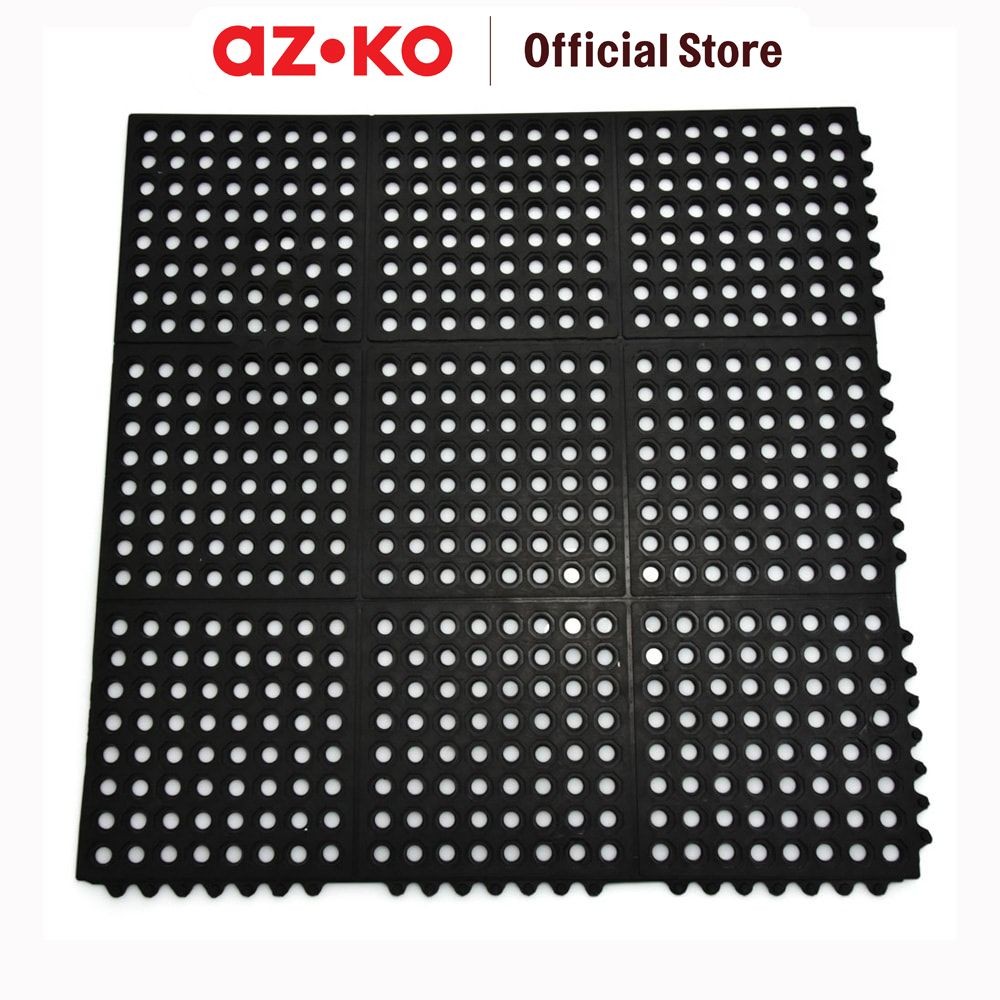 AZKO Krisbow 92X91 cm Keset Kamar Mandi Anti Slip Karet Work Safe - Hitam Bathmat Alas Lantai Toilet