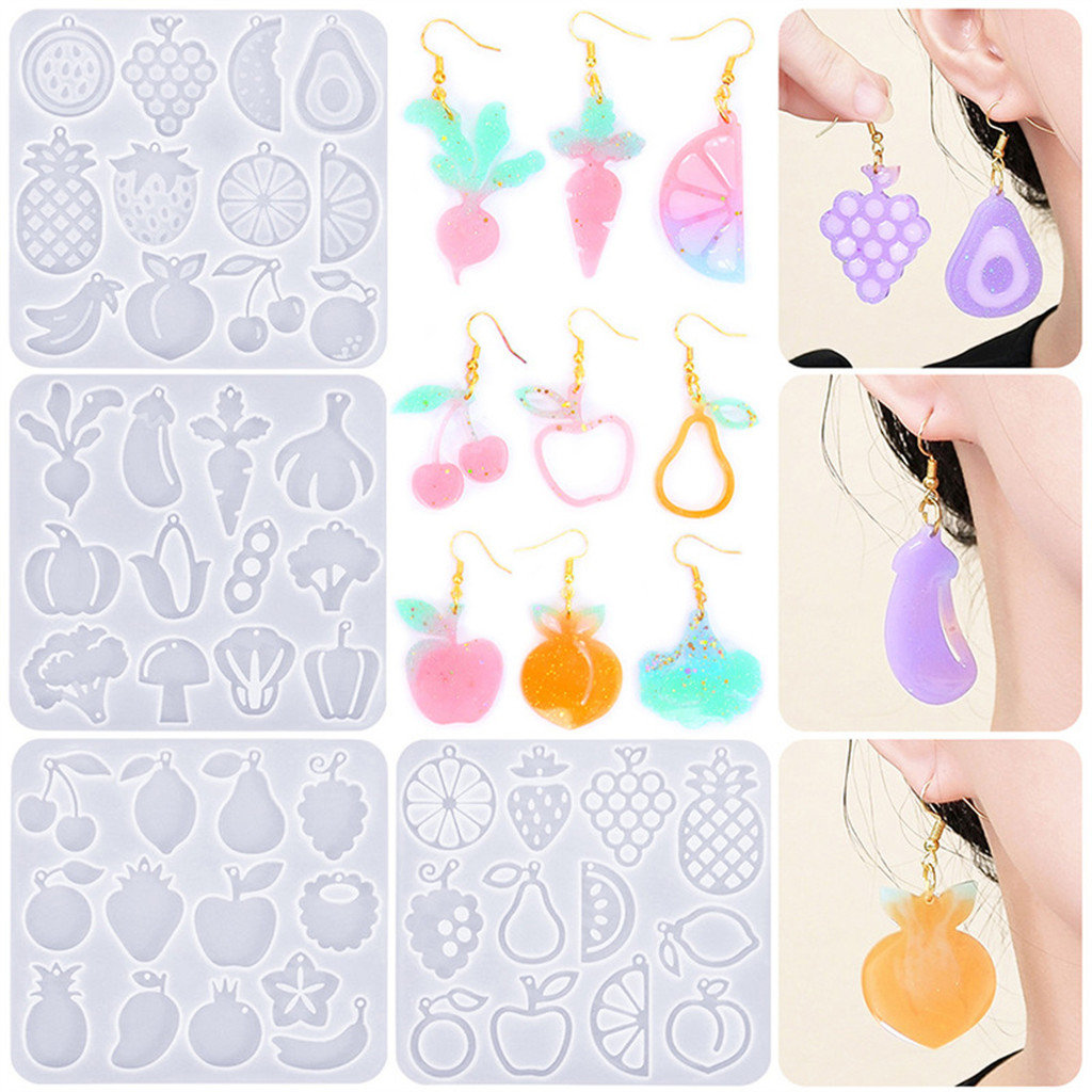 

Fruit Silicone Resin Molds For DIY Keychain Fruit Vegetable Leaves Earrings Mold DIY Pendants Jewelry Making Crafts Ornaments