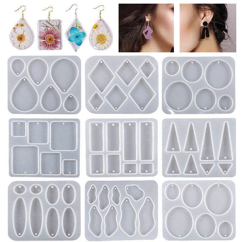 

DIY Crystal Glue Drop Epoxy Resin Geometric Earrings Mold Necklace Pendant Silicone Mold Keychain Jewelry Handmade Crafts Making