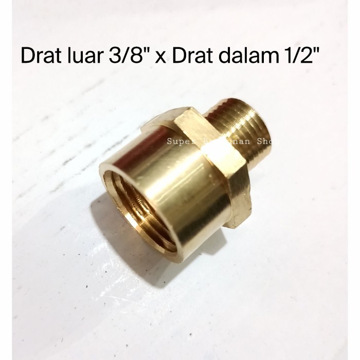 AM99 Neple sok Kuningan drat luar 3/8"inch x drat dalam 1/2"inch