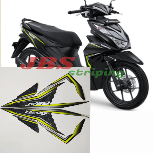 striping honda beat fi idling stop iss 2020 hitam lis hijau stiker list beat