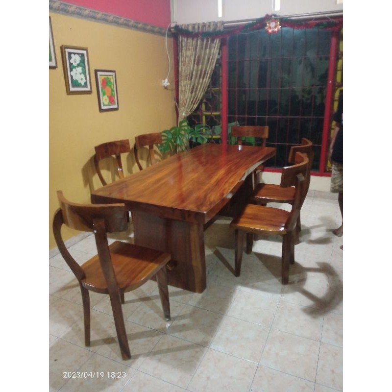 Meja Makan Kursi Makan Kayu Trembesi 6 Kursi Mebel Jepara