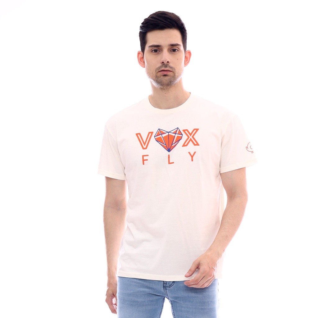 【COD】 Voxfly Kaos Lengan Pendek Pria Putih Terang Iconic VMTSS045-OWH Planet Surf Baju T-shirt