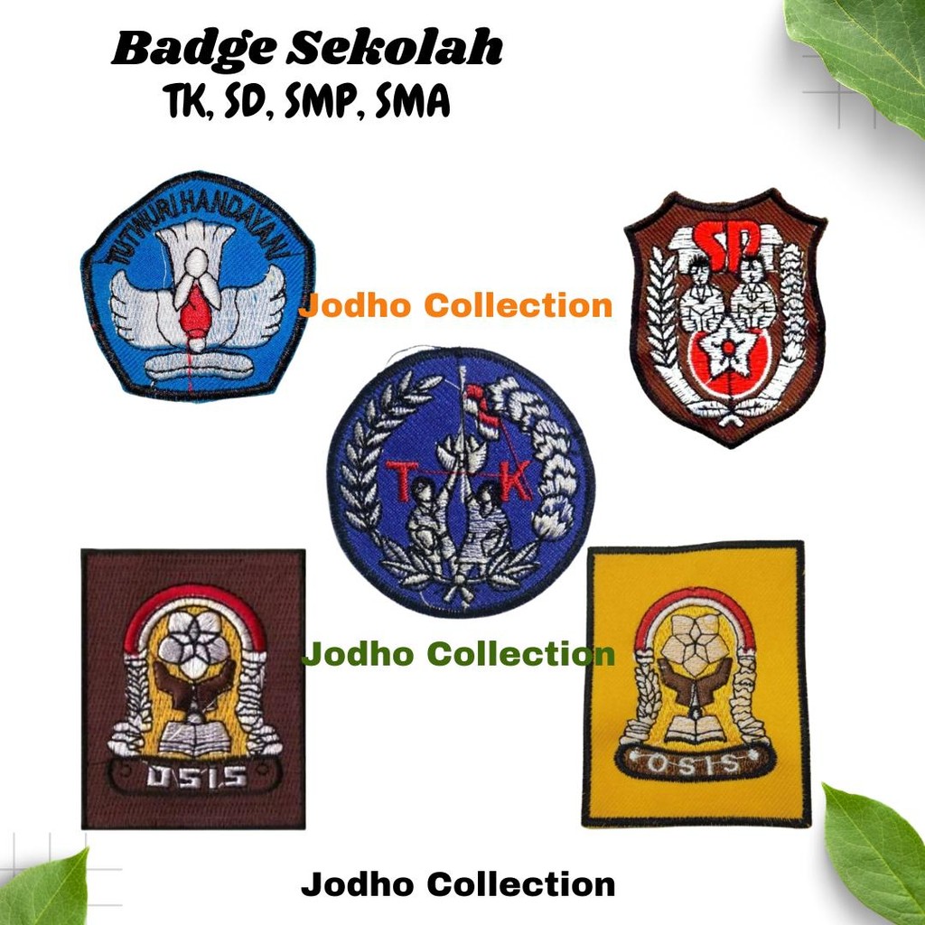 Badge Sekolah TK SD SMP SMA Bordir / Bet Saku Sekolah