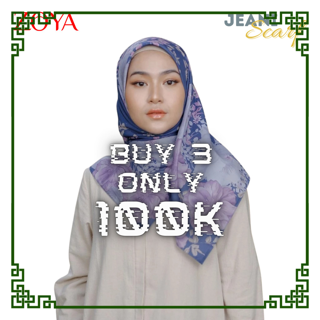 Zoya Jeani Scarf - CUCI GUDANG Kerudung Hijab Segi Empat Scarves Motif Voal Printing Promo Diskon Br