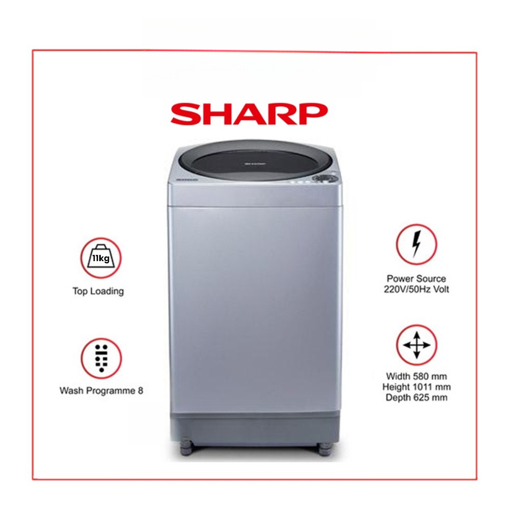 Sharp Mesin Cuci 1 Tabung 11Kg ES-M1108T-SA