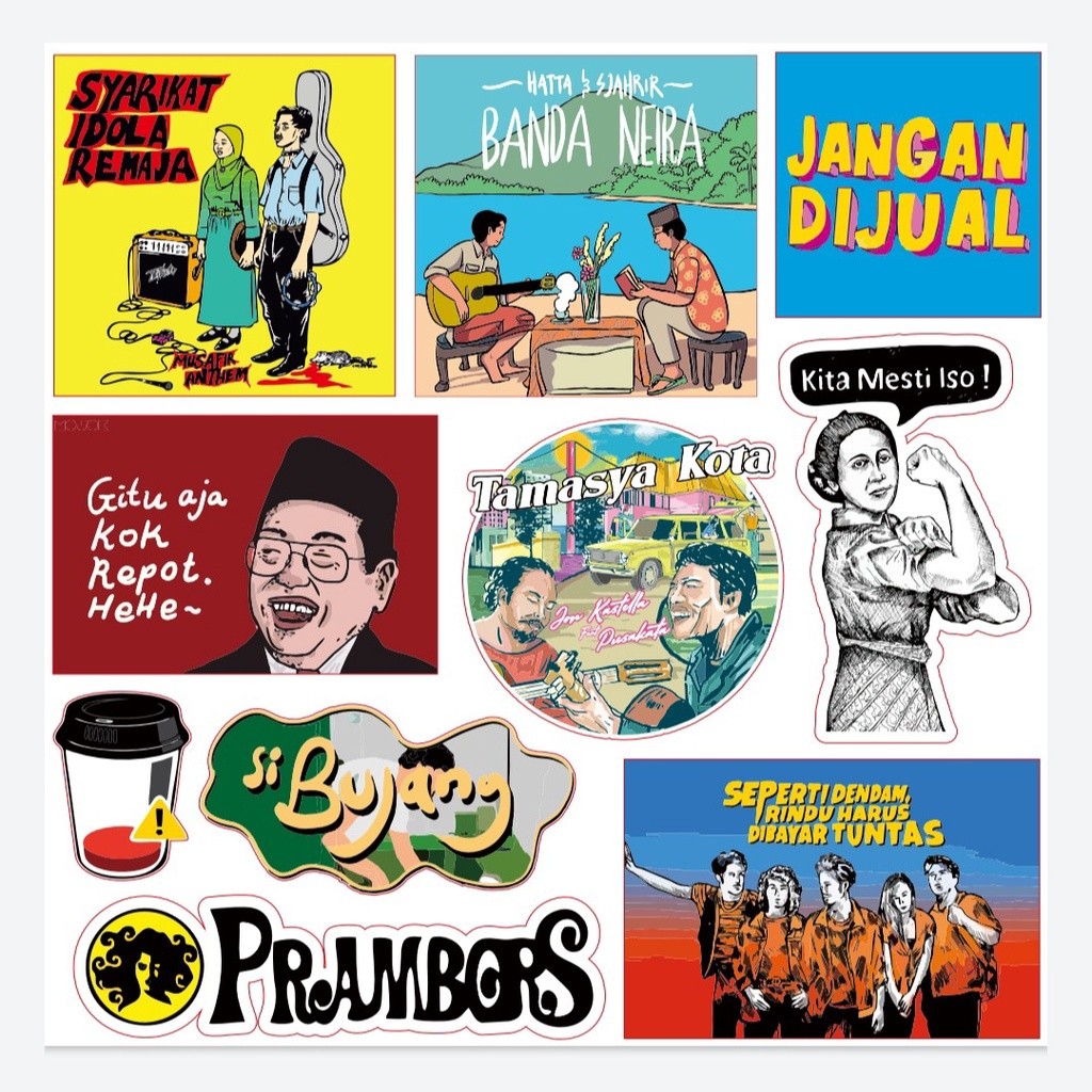 

Stiker Pack Syarikat Idola Remaja Sketsa Gus Dur Prambors Karikatur lokal - Stiker Vinyl High Quality