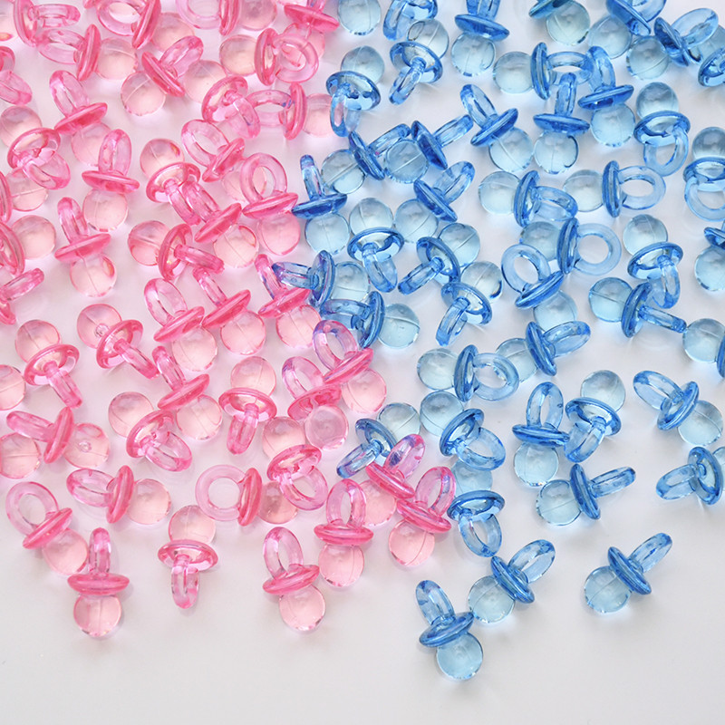 

50/100Pcs Mini Acrylic Blue Pink Pacifier Nipple Confetti For Baby Shower Decoration Gender Reveal Table Scatter Birthday Party