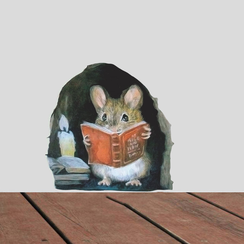 

Cartoon Mouse Reading Wall Sticker Kids Room Home Decoration Mural Living Room Bedroom Wallpaper Removable Funny Rats Stickers