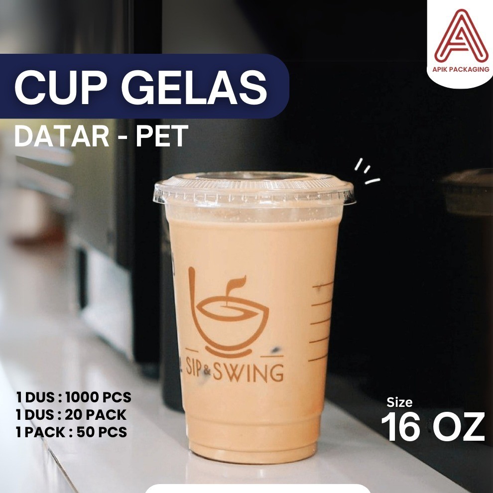 CUP GELAS OZ / CUP OZ / CUP GELAS PET 16OZ SLIM 13GRAM ISI 50PCS