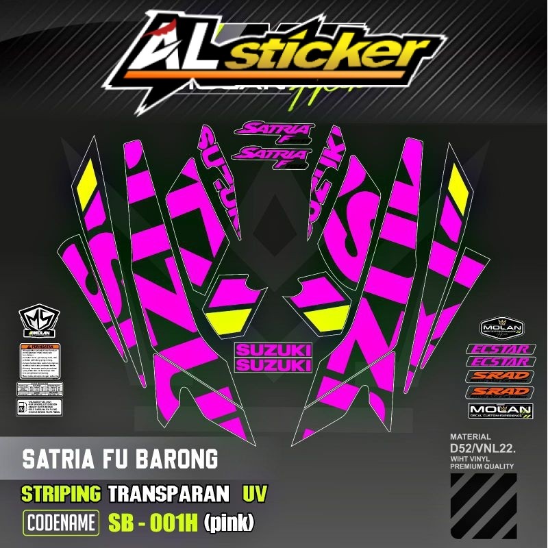 Decal Sticker Striping Variasi Transparan Uv Satria Fu Barong Livery Ecstar Raider R Suzuki Satria F