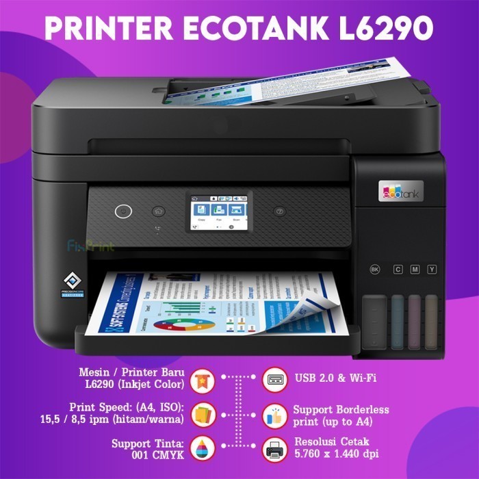 Printer Epson EcoTank L6260 A4 WiFi Duplex Print Scan Copy Tinta 001