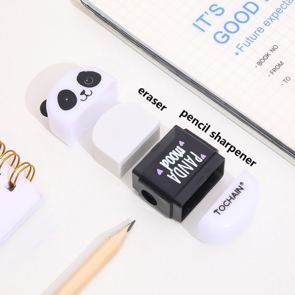 

Panda Shape Pencil Eraser Sharpener Less Rubber Debris Handwriting Pencil Cutting Tools Sketching Writing Drawing Pencil Cutter