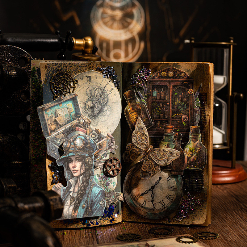 

30pcs/lot Memo Pads Mechanics Material Paper Punk Space Station Journal Scrapbooking paper Card Background Decoration Paper