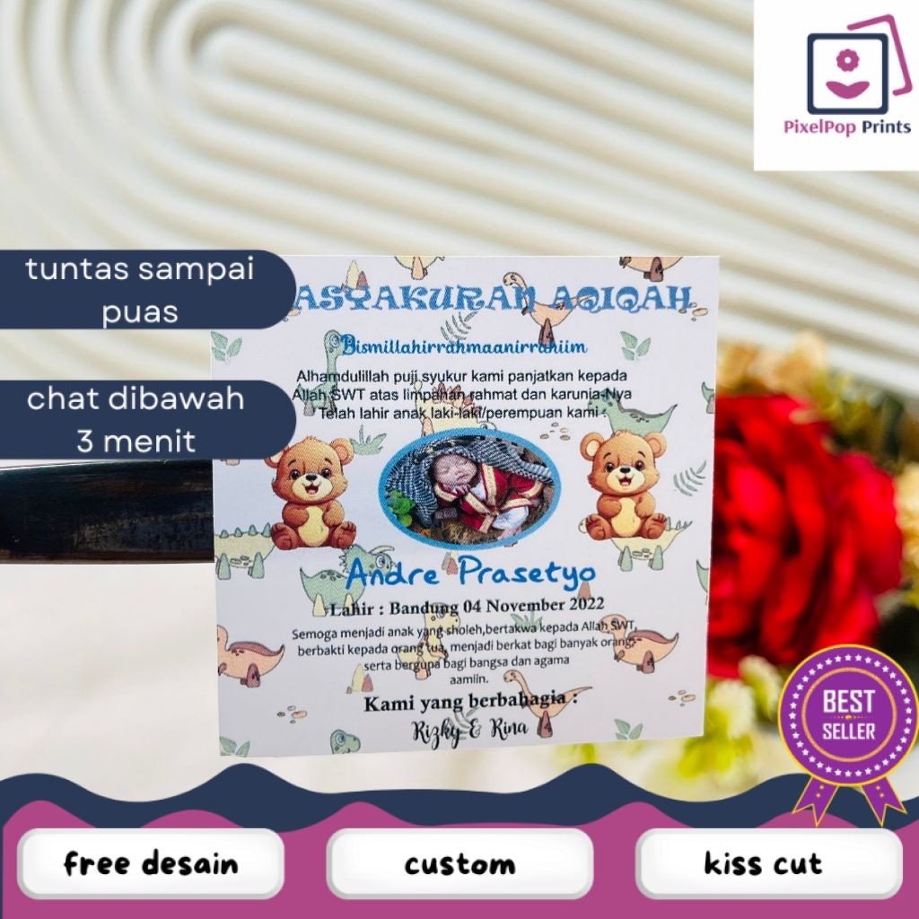 

Opikapip 5-8 Sticker Sykuran Tasyakuran Aqiqah Bayi Stiker Acara Aqiqah Anak Bentuk Kotak Uk.Sedang