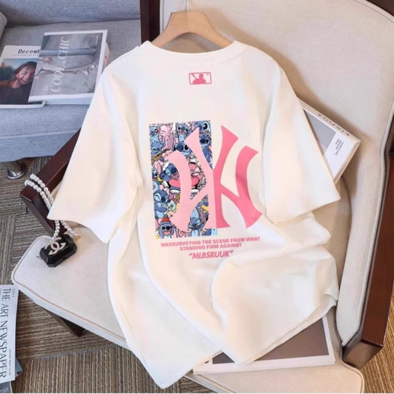 MLB 100% Cotton Heavyweight Kaos Boxy Fit T Shirt Unisex t shirt vintage Pria Wanita  - Official Mer