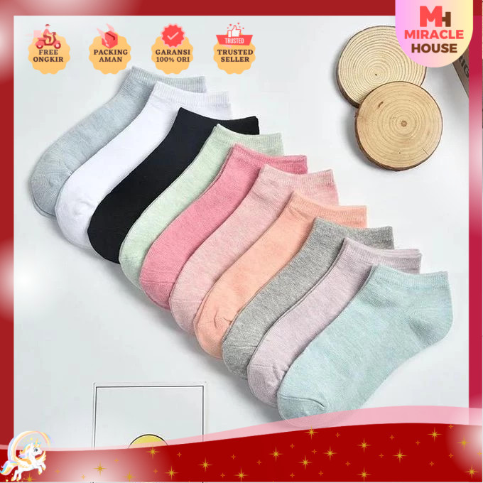 Kaos Kaki Pria dan wanita 
 kos kaki warna Pendek Mata Kaki Warna Polos / Ankle Socks / kos Kaki