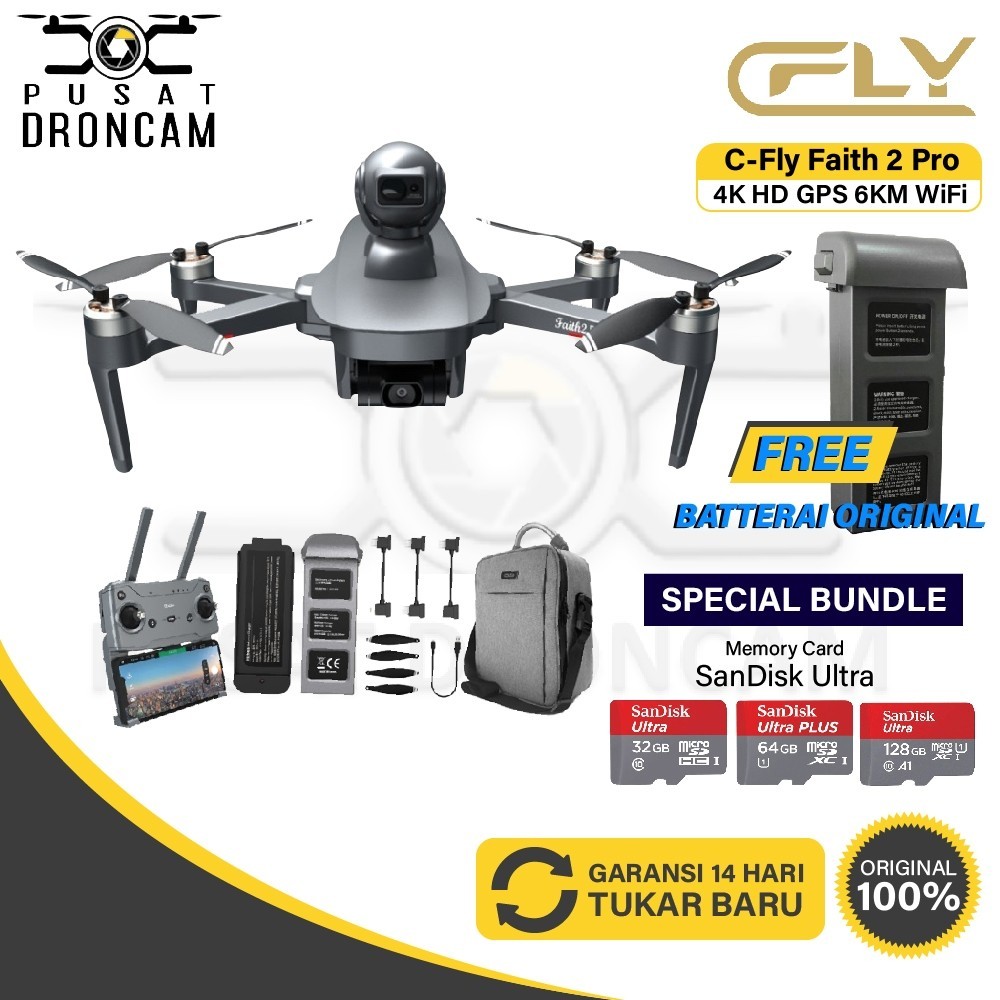 promo spesial Drone C-Fly Faith 2 Pro GPS 6KM WiFi FPV with 3-Axis Gimbal 4K HD Cam