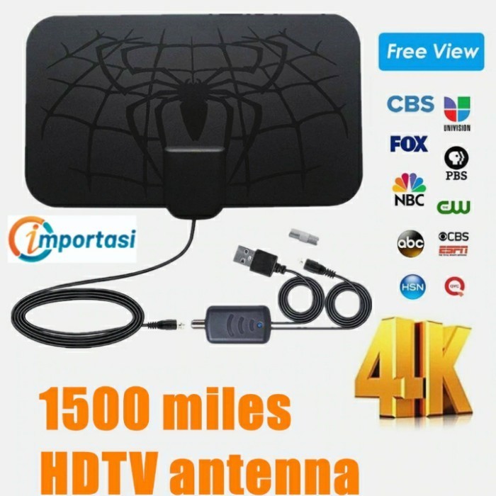 TAFFWARE Antena TV Digital with Signal Booster Amplifier DVB-T2 HDTV