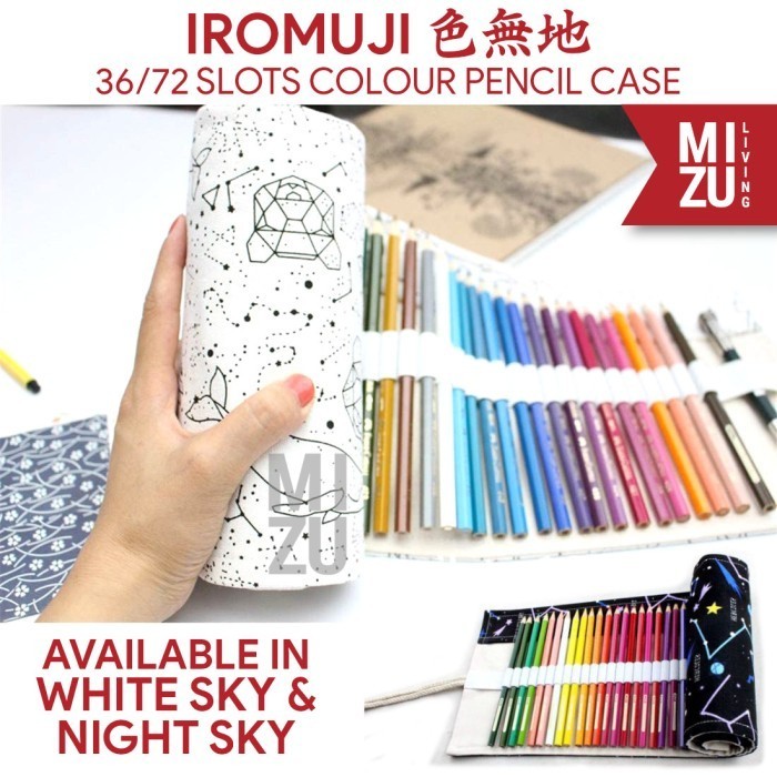 

Best- MIZU IROMUJI 36/72 Colour Pencil Case Tas Tempat Pensil Warna Gulung - 36 SLOTS, Putih