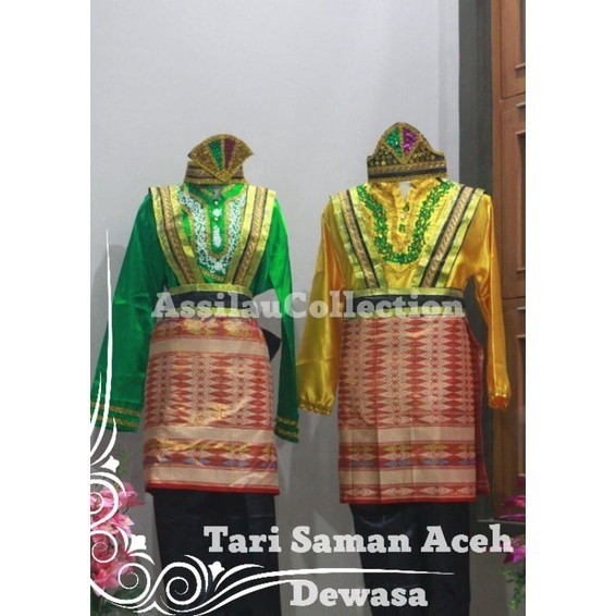 Baju Adat Dewasa Tari Saman Aceh Satuan ( Pria/Wanita) - Wanita Kuning, S