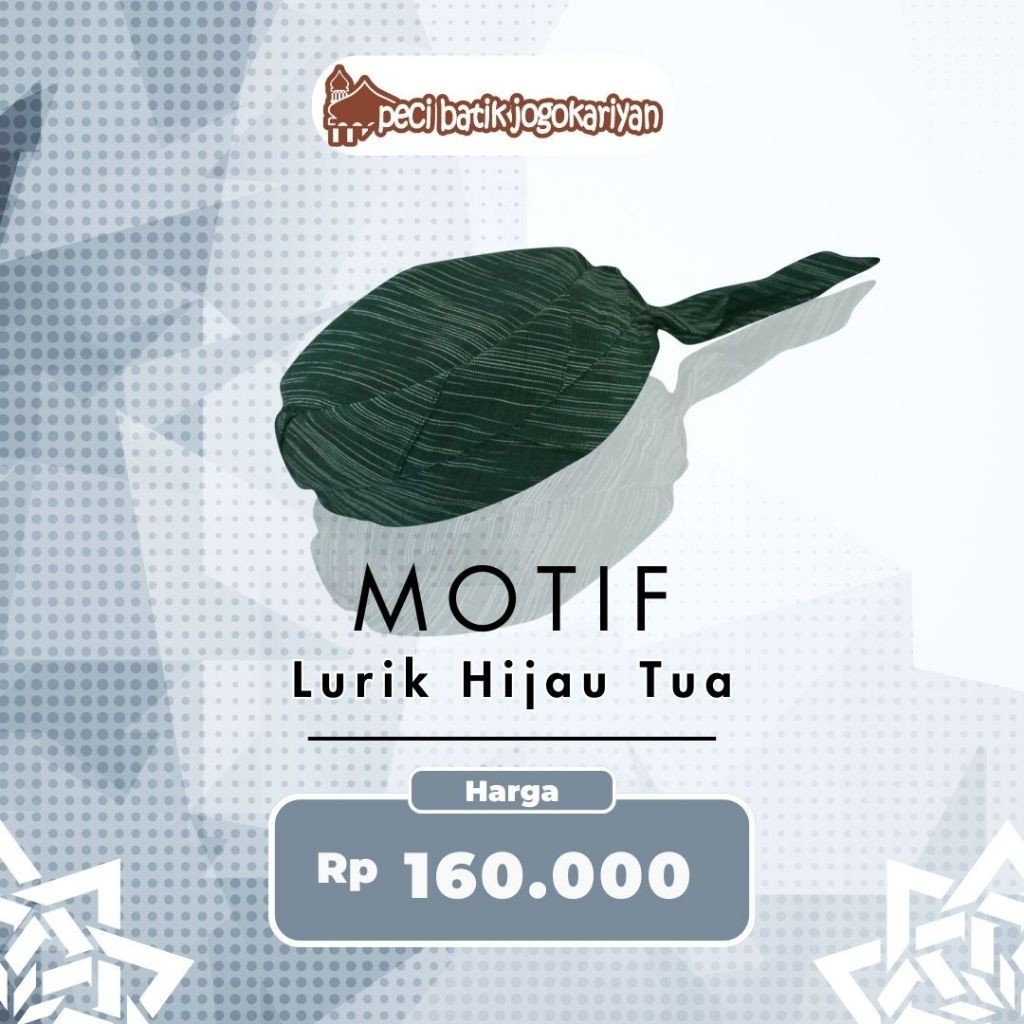 Peci Batik Jogokariyan Motif Lurik Hijau Tua Original