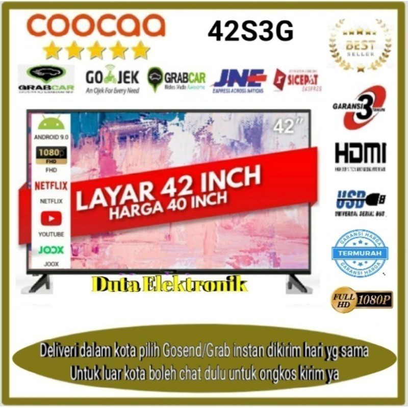 LED TV COOCAA 42 inch 42S3G Android Smart Netflix Google Bluettoth