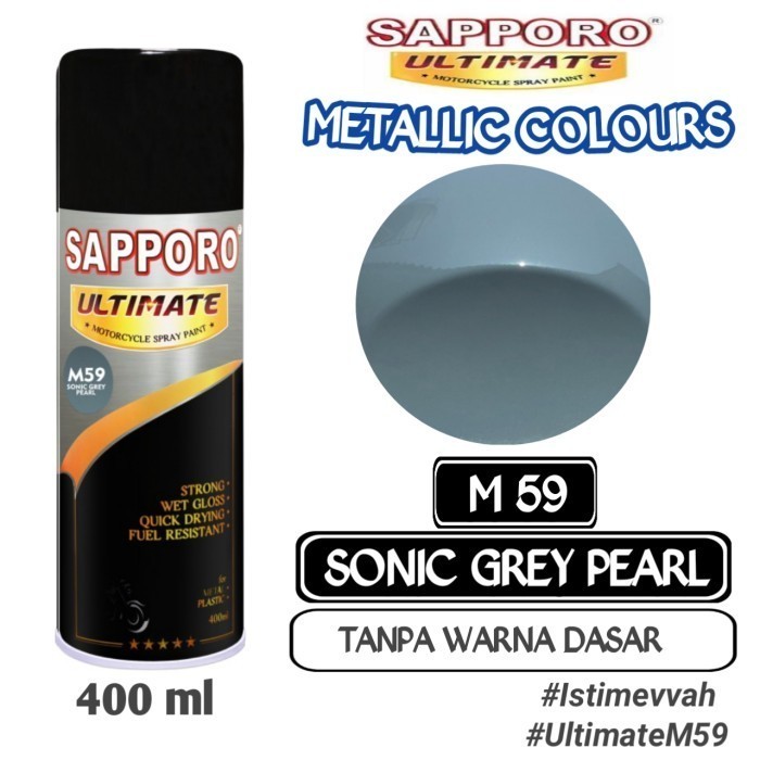 

Pilox Sapporo Ultimate M59 Sonic Grey Pearl Cat Semprot Pilok Aerosol 400ml