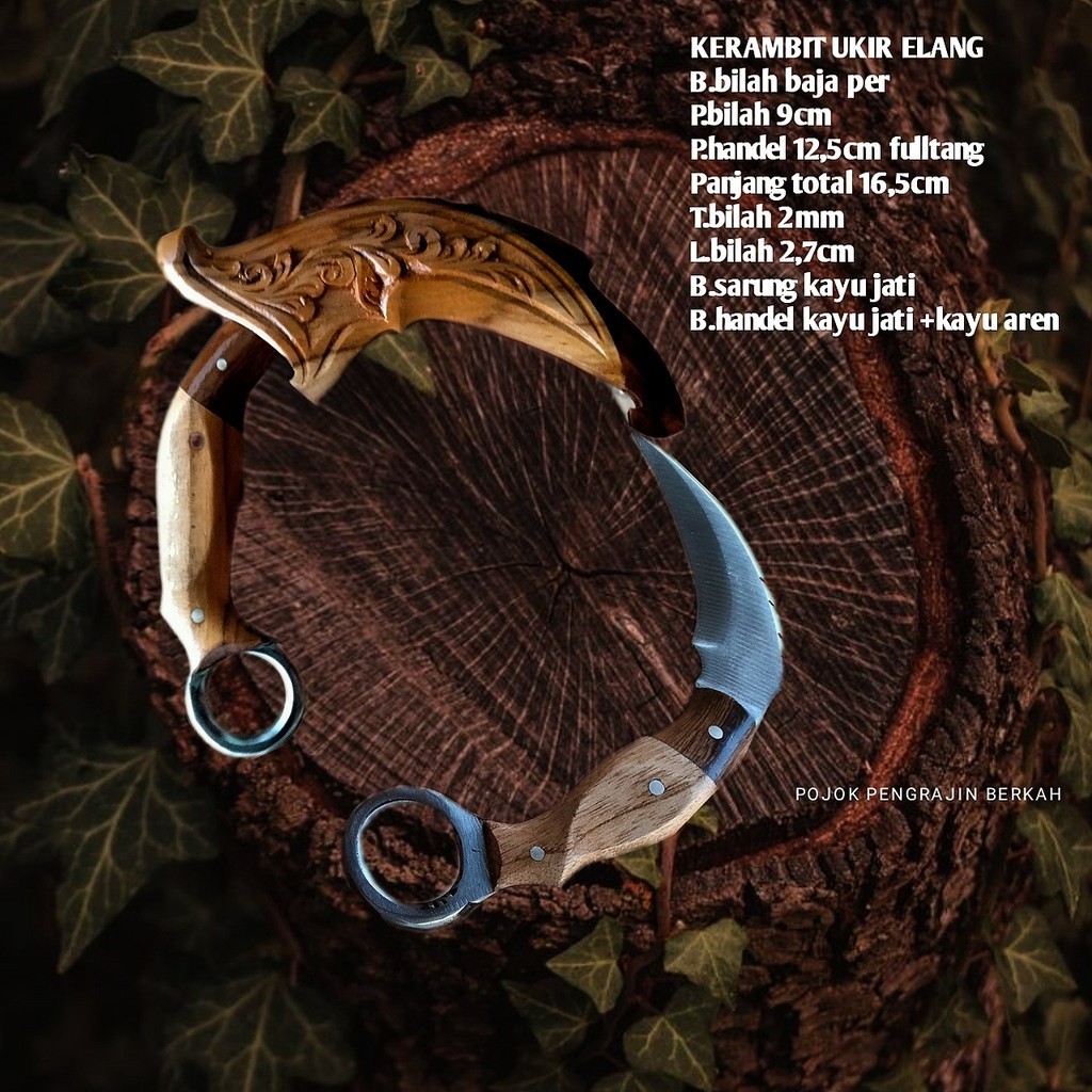 V2.P KARAMBIT KAYU JATI UKIR KARAMBIT SILAT