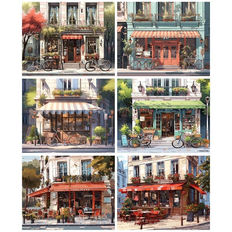 

SDOYUNO 40x50cm Paint By Numbers Frame Street Shop Landscape Picture Handpainted Diy Gift Artwork Paint Kit On Canvas
