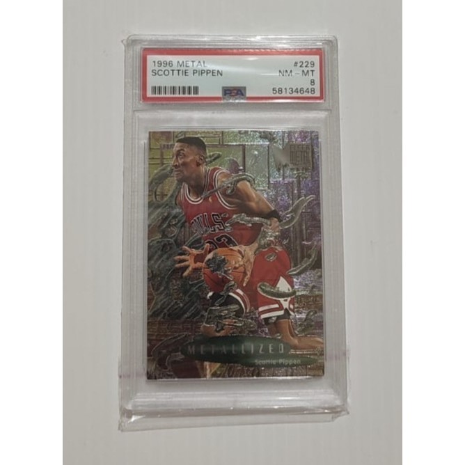 Graded Card PSA 8 - Kartu Basket - Scottie Pippen - Metal 1996 #229