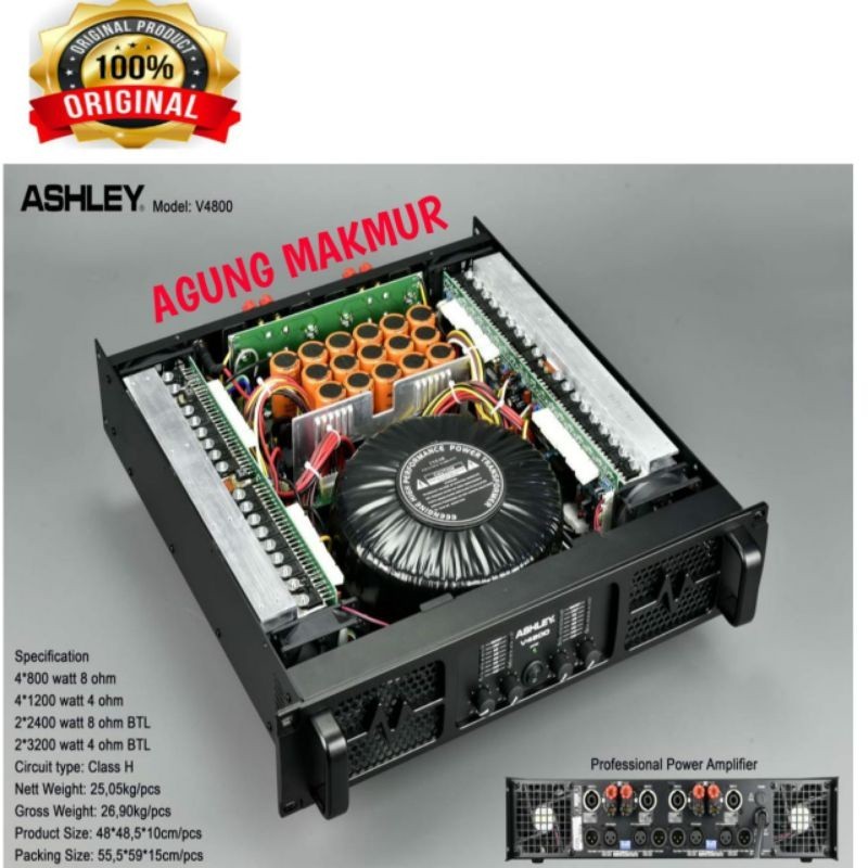 Power Amplifier Ashley V 4800 Original 4 Channel