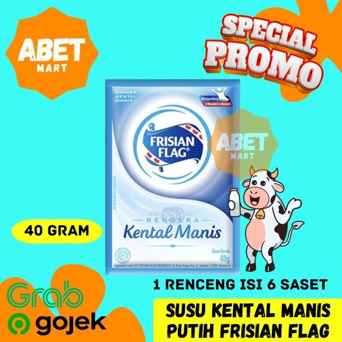 

Susu Kental Manis Putih Frisian Flag 40Gr 1 Renceng 6 Saset - Bendera