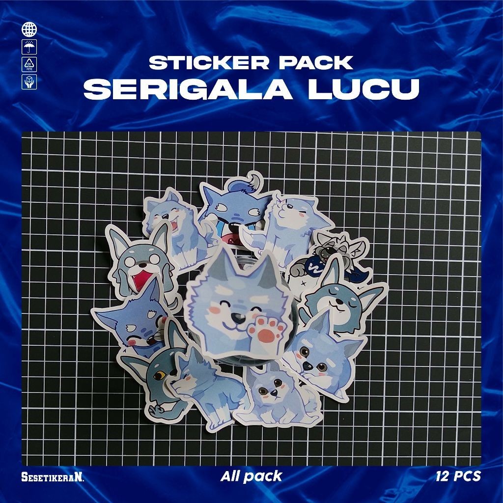 

COD✨ Sesetikeran Stiker Pack Serigala Lucu Untuk Koper Laptop Skateboard