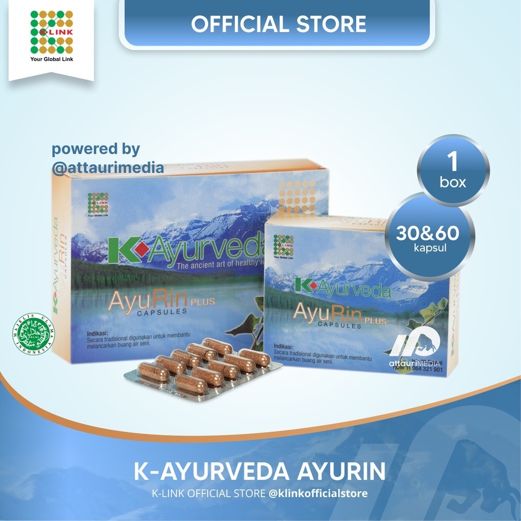 (BACA DISKRIPSI) K-Ayurveda AYURIN Original K-Link (1 Box isi 30 & 60 Kapsul) Anti Radang Batu Ginja