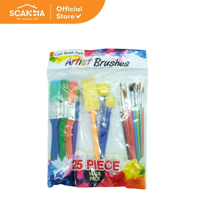 

SCANDIA Alat Lukis Artist Brush Value Pack 25 Pcs Rainbow (QA0308)