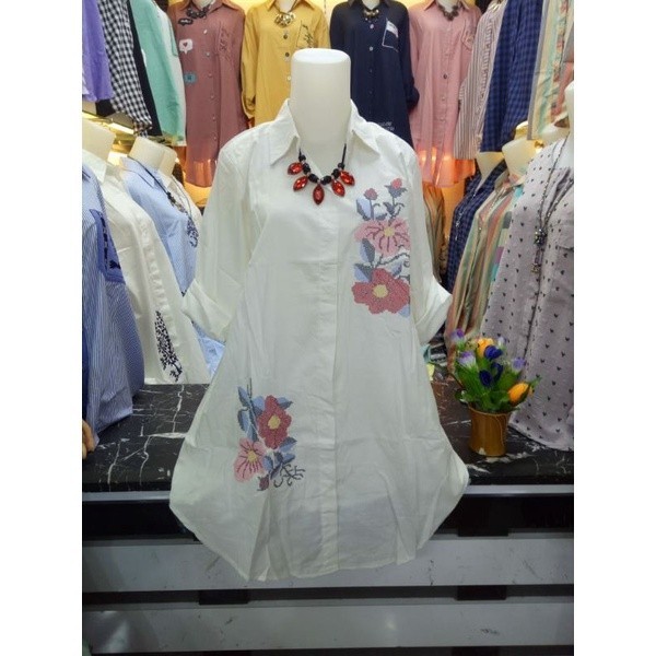 Tunik Bordir Motif Bunga wanita/ GAMIS MODEL BARU MURAH