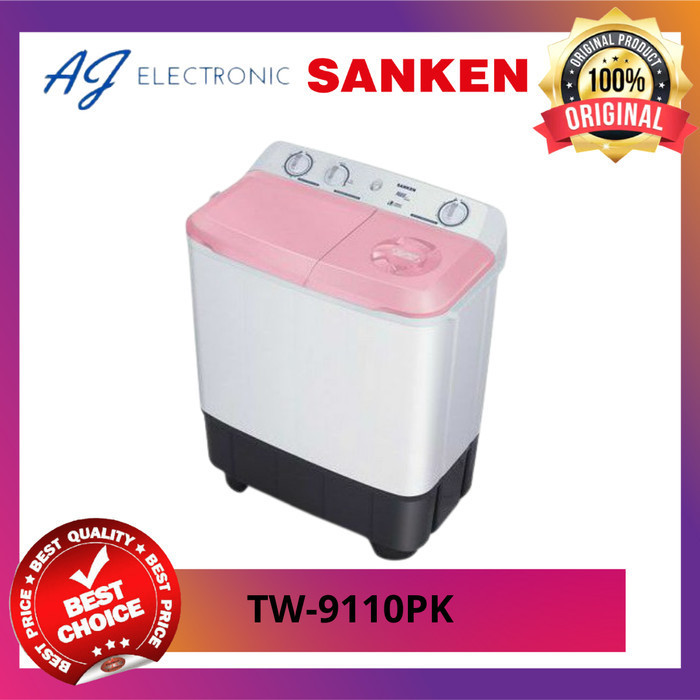 MESIN CUCI SANKEN TW-9110PK / TW9110PK / TW-9110 , 2 TABUNG 7KG