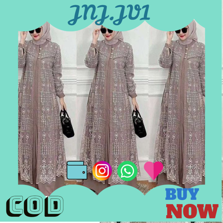 5.5 BIG SALE GAMIS TERBARU HAYYA DRESS WD BAHAN CERUTY BABYDOLL MIX BRUKAT SIZE M L XL XXL GAMIS WAN