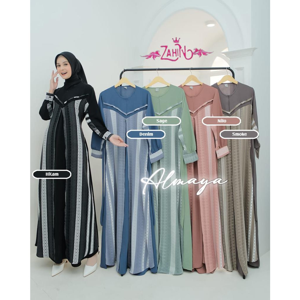GAMIS DRESS CRINGKLE ALMAYA BY ZAHIN TERBARU OOTD REMAJA MUSLIMAH KEKINIAN all bg