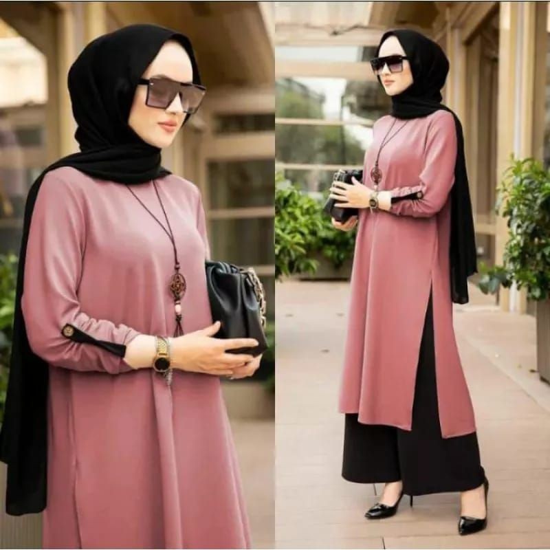 [BISA COD] Setelan Wanita JULITA dan MADONNA set kancing | one set Tunik long | Crinkle airflow kera