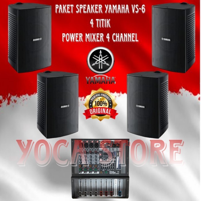 PROMO HARGA TERMURAH Paket Cafe 4 Titik Speaker Yamaha VS-6 + Power Mixer 4 Channel