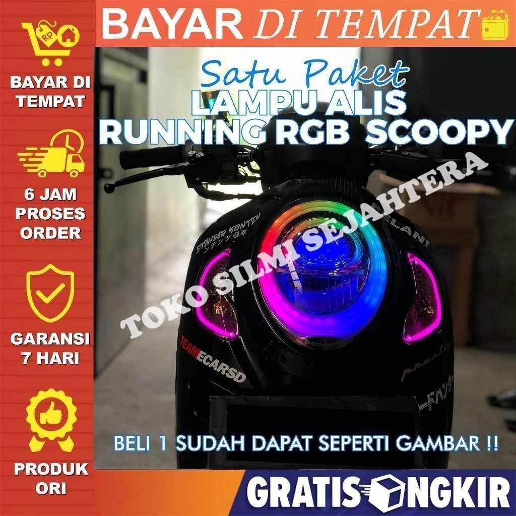 SATU SET LAMPU ALIS RGB UNTUK SCOPPY TIDAK BERBINTIK GRATIS DEVIL EYE LAMPU ALIS RGB AES PNP