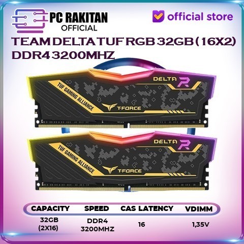 Team Delta TUF RGB 32GB Kit 16GBx2 DDR4 3200MHz