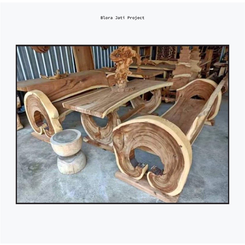 Set Kursi Meja Taman Unik Akar Jati Blora - Meja Kursi Teras Outdoor